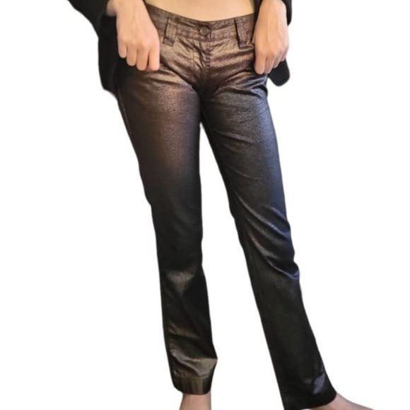 Y2k DOLCE & GABBANA vintage Metallic LOW RISE Jeans - Picture 10 of 10